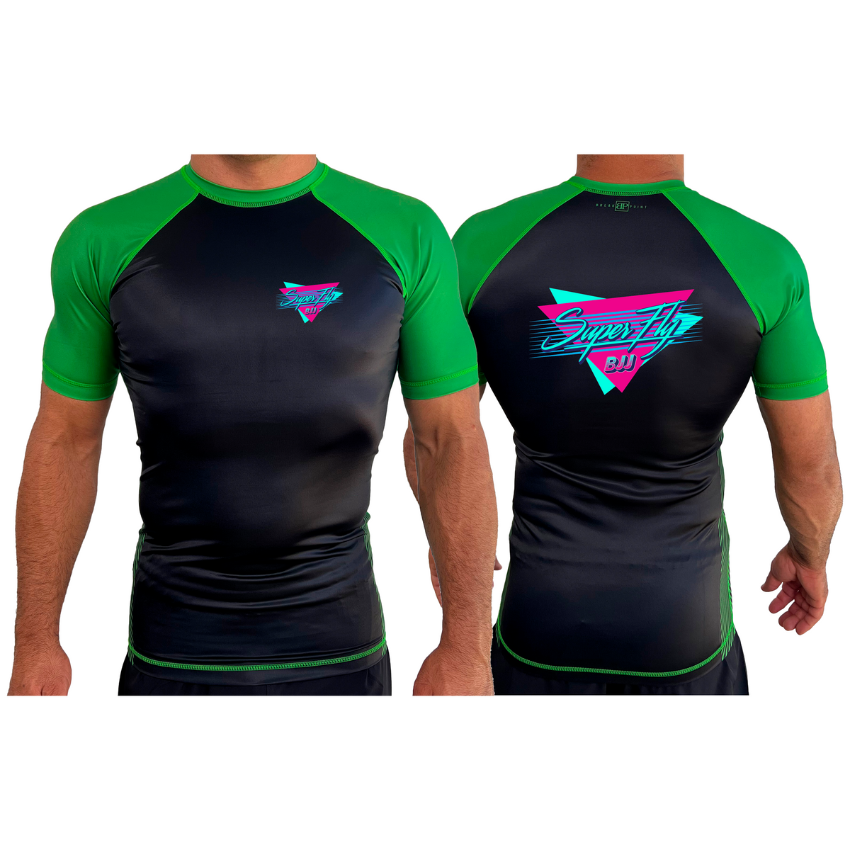 SuperFly BJJ All Black Ranked Short Sleeve Rash Guards #8269 A