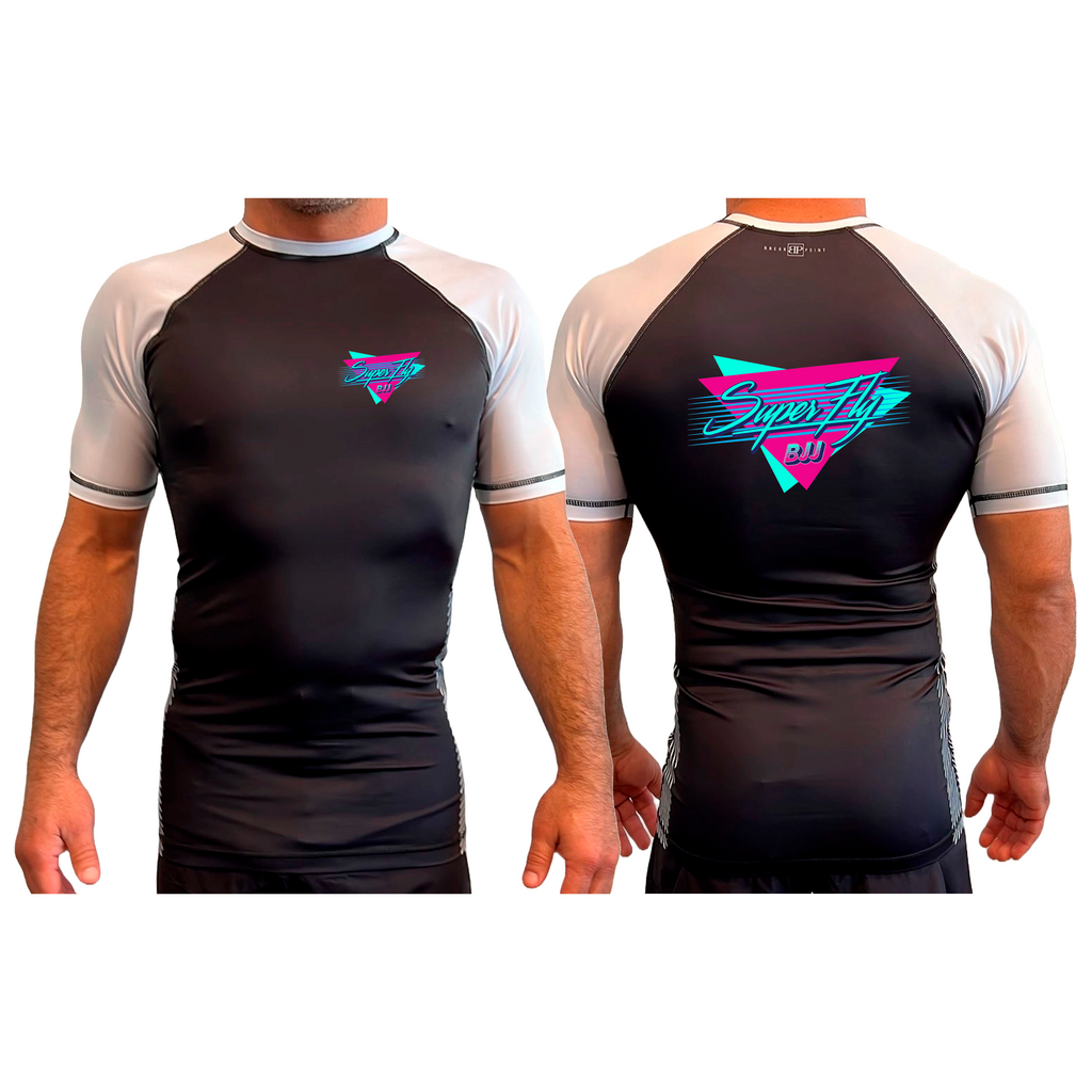 SuperFly BJJ All Black Ranked Short Sleeve Rash Guards #8269 A