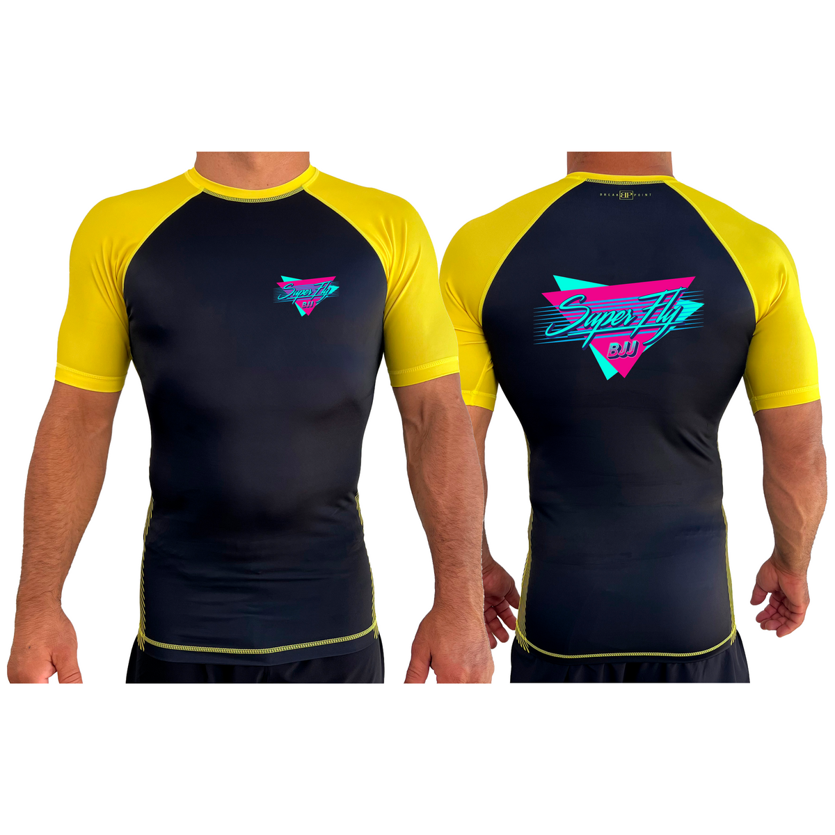 SuperFly BJJ All Black Ranked Short Sleeve Rash Guards #8269 A