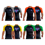 SuperFly BJJ All Black Ranked Short Sleeve Rash Guards #8269 A