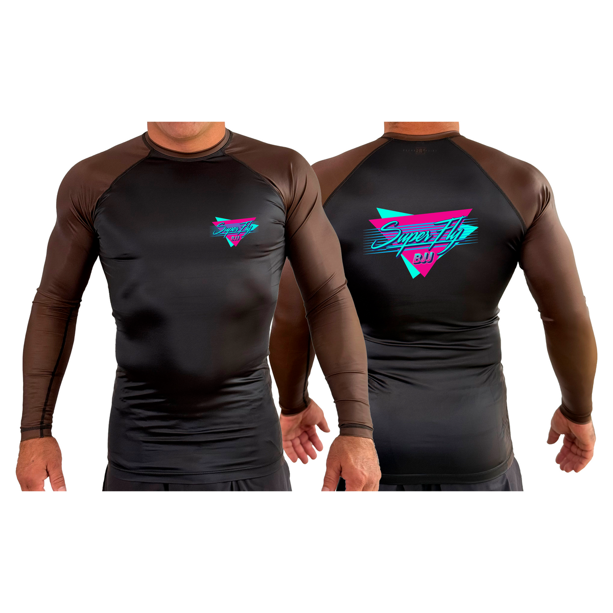 SuperFly BJJ All Black Ranked Long Sleeve Rash Guards #8269 A