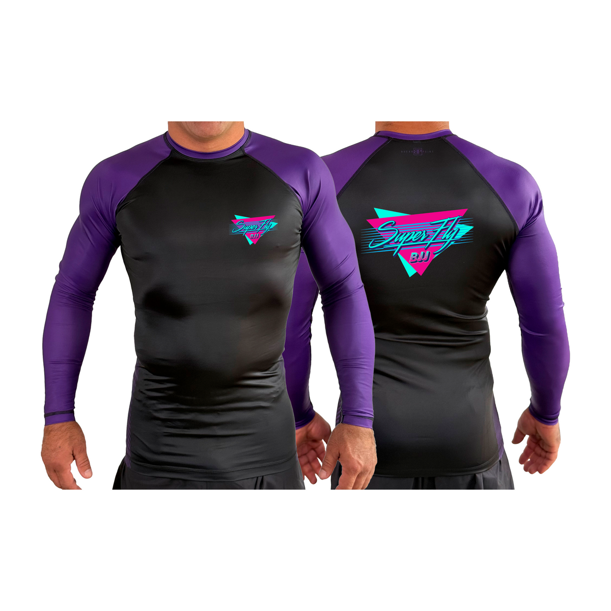 SuperFly BJJ All Black Ranked Long Sleeve Rash Guards #8269 A