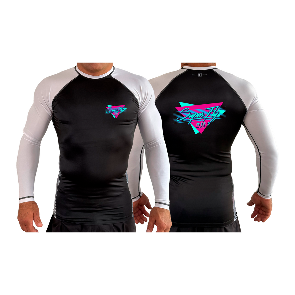 SuperFly BJJ All Black Ranked Long Sleeve Rash Guards #8269 A