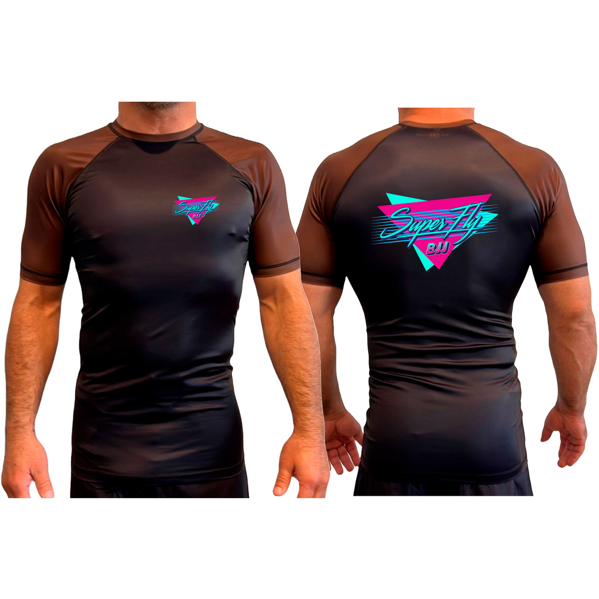 SuperFly BJJ All Black Ranked Short Sleeve Rash Guards #8269 A