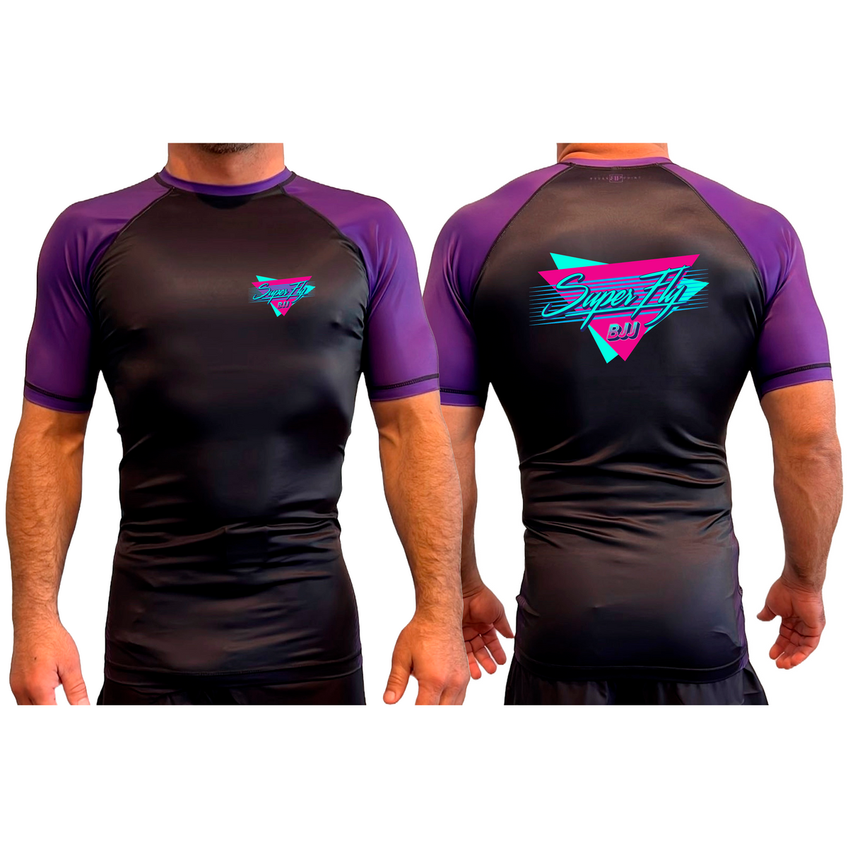 SuperFly BJJ All Black Ranked Short Sleeve Rash Guards #8269 A
