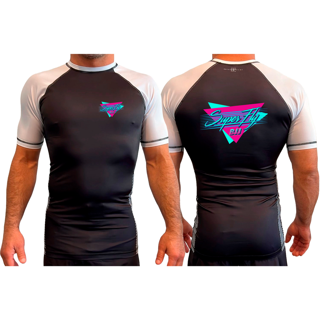 SuperFly BJJ All Black Ranked Short Sleeve Rash Guards #8269 A