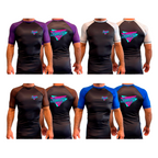 SuperFly BJJ All Black Ranked Short Sleeve Rash Guards #8269 A
