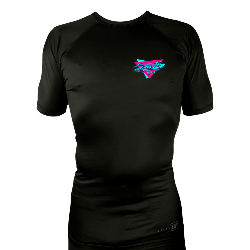 SuperFly BJJ All Black Rash Guards Short Sleeves #8269 A