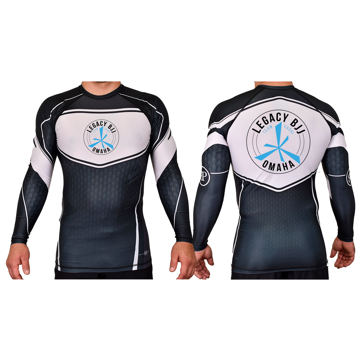 Legacy Omaha Academy Rash Guards Black/White #8270 A (BJJ)
