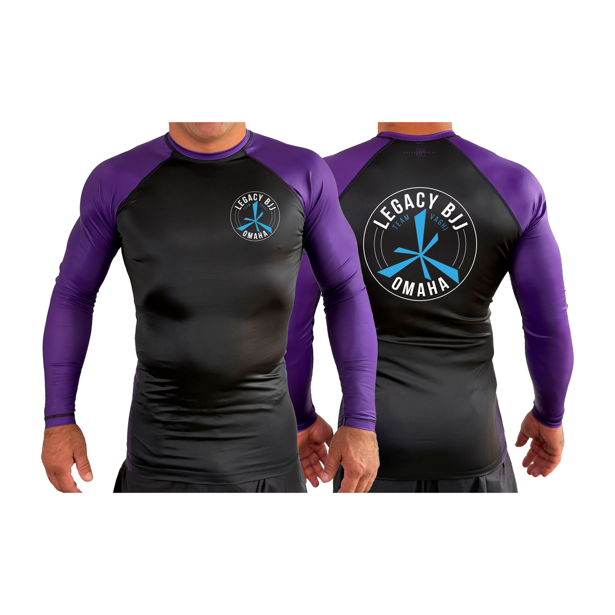 Legacy Omaha All Black Ranked Long Sleeve Rash Guards #8270 A (BJJ)