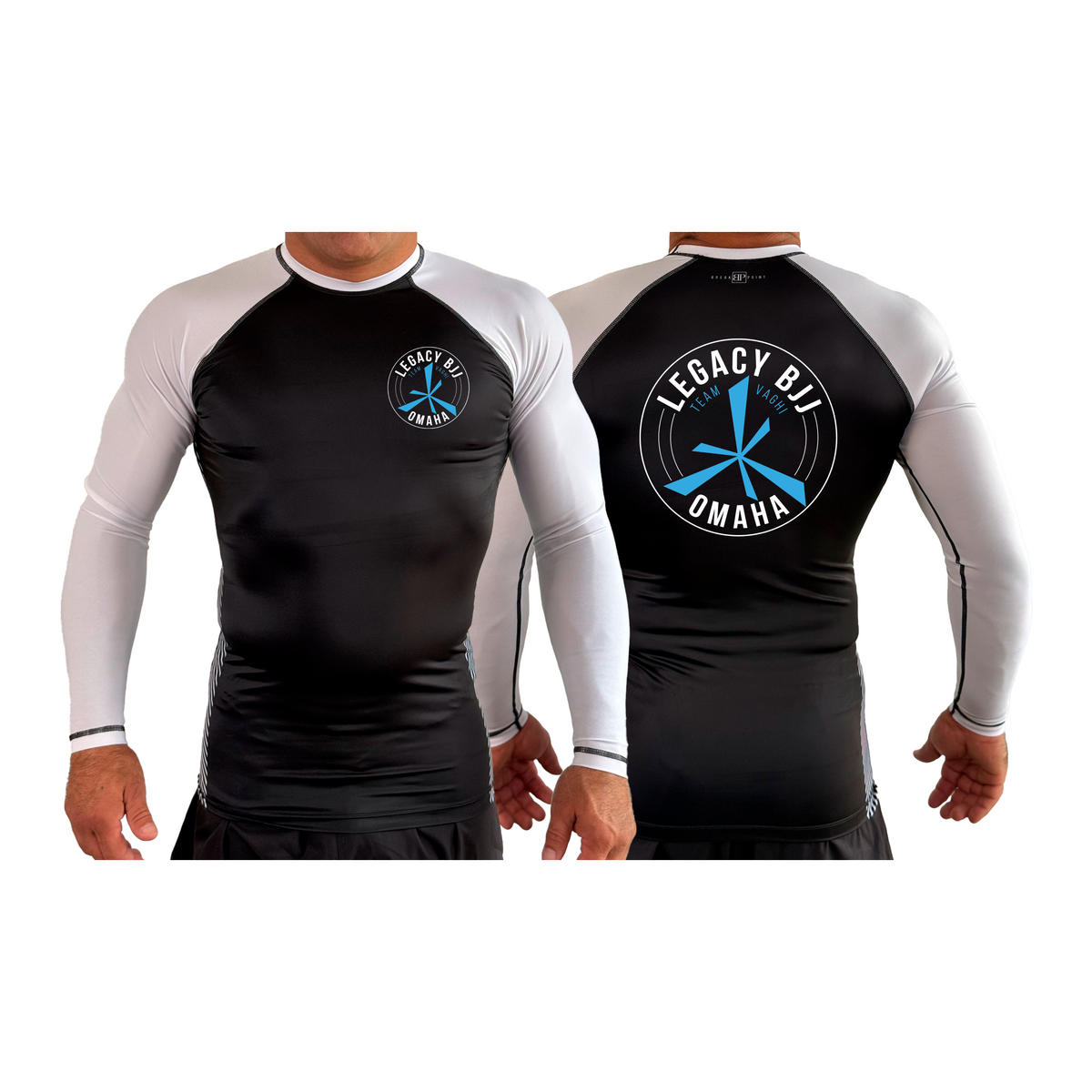 Legacy Omaha All Black Ranked Long Sleeve Rash Guards #8270 A (BJJ)