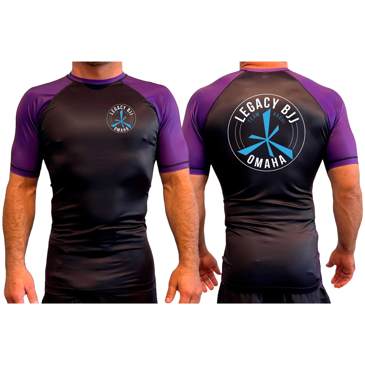 Legacy Omaha All Black Ranked Short Sleeve Rash Guards #8270 A (BJJ)