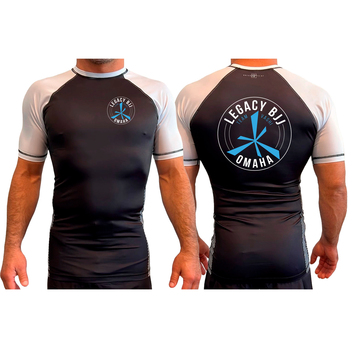 Legacy Omaha All Black Ranked Short Sleeve Rash Guards #8270 A (BJJ)