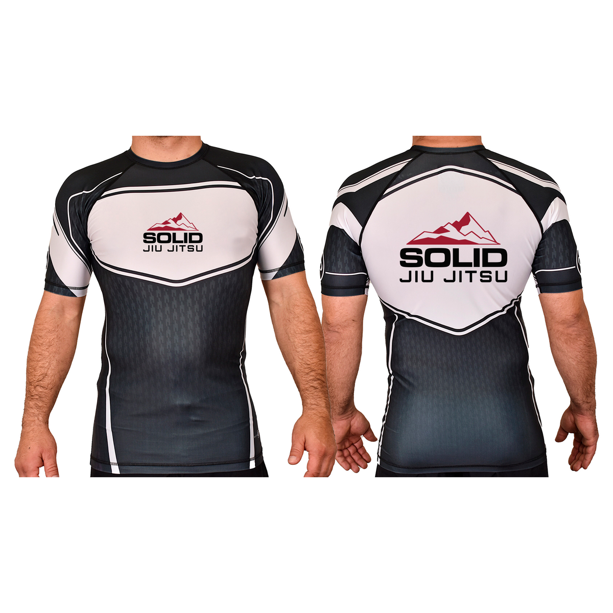Solid Jiu Jitsu Academy Rash Guards Black/White #8271 A