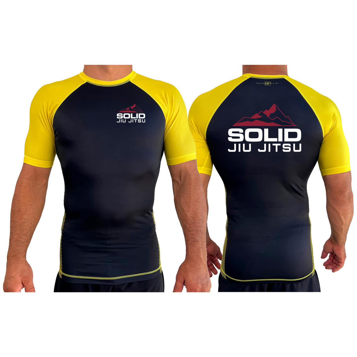 Solid Jiu Jitsu All Black Ranked Short Sleeve Rash Guards #8271 A