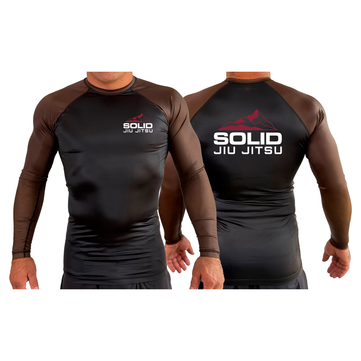 Solid Jiu Jitsu All Black Ranked Long Sleeve Rash Guards #8271 A