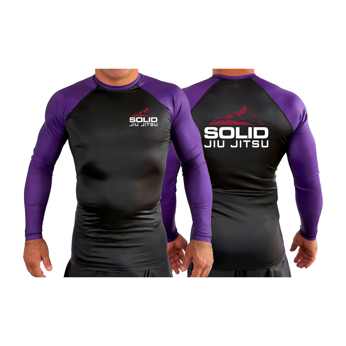 Solid Jiu Jitsu All Black Ranked Long Sleeve Rash Guards #8271 A