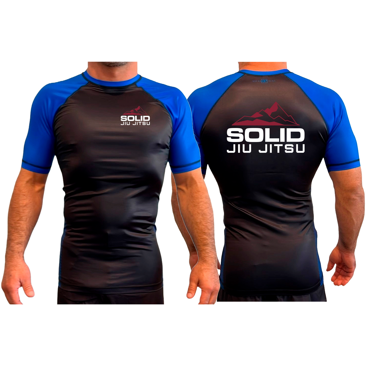 Solid Jiu Jitsu All Black Ranked Short Sleeve Rash Guards #8271 A
