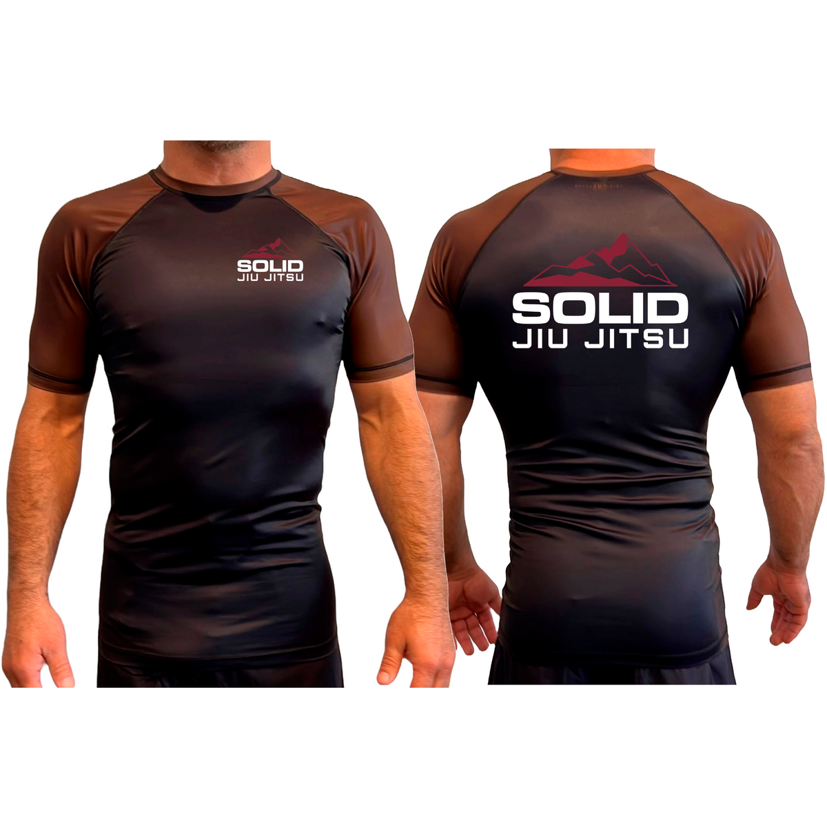 Solid Jiu Jitsu All Black Ranked Short Sleeve Rash Guards #8271 A