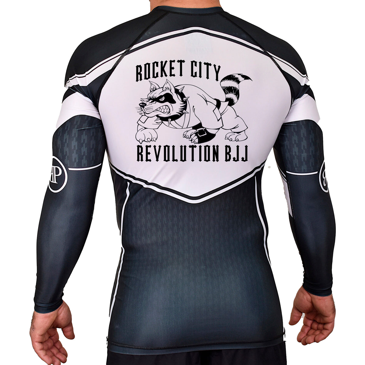 Rocket City Revolution BJJ Academy Rash Guards Black/White #8274