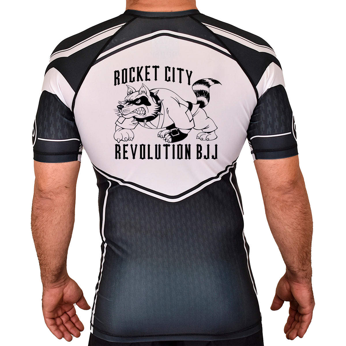 Rocket City Revolution BJJ Academy Rash Guards Black/White #8274