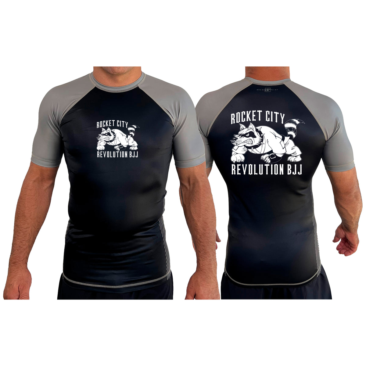 Rocket City Revolution BJJ All Black Ranked Short Sleeve Rash Guards  #8274