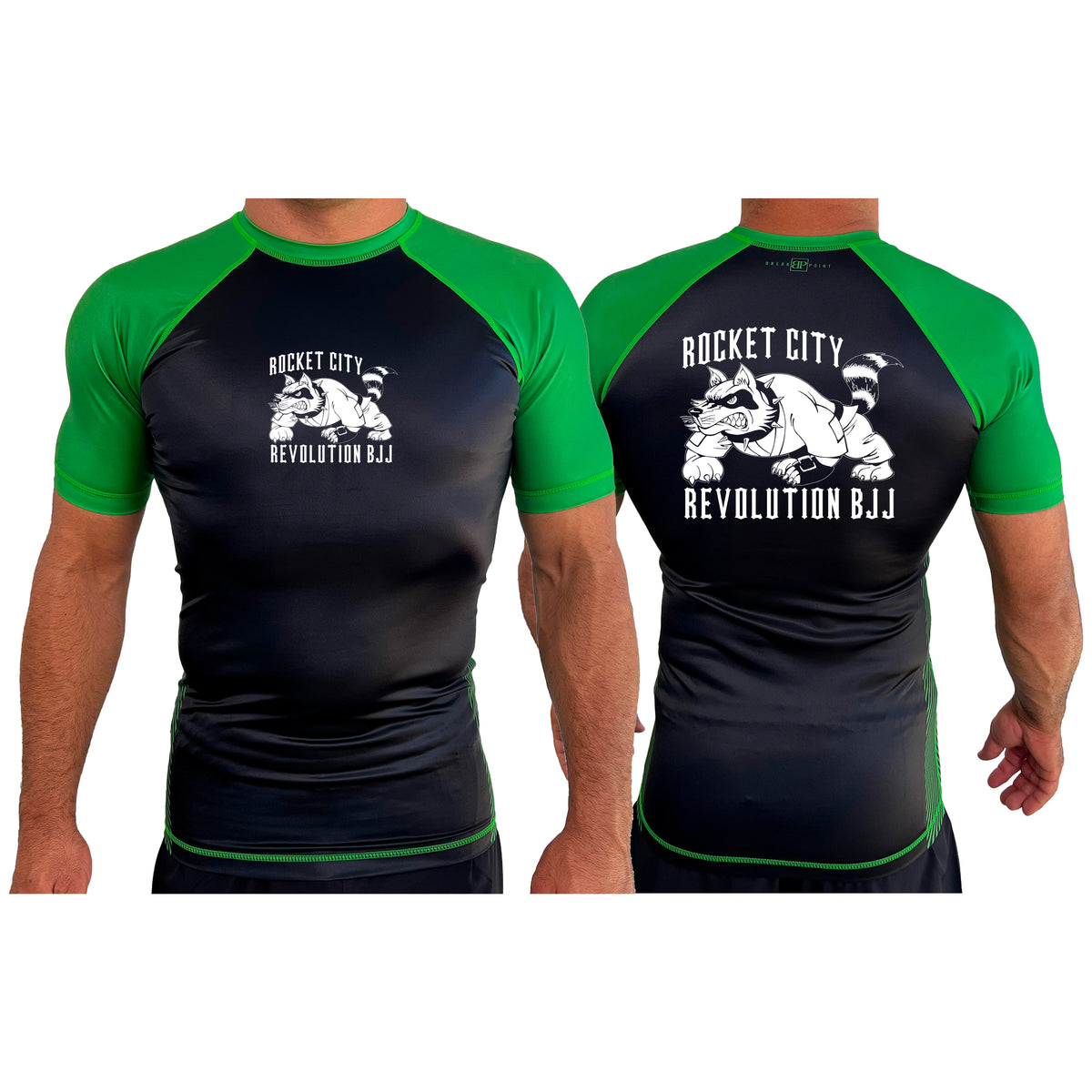 Rocket City Revolution BJJ All Black Ranked Short Sleeve Rash Guards  #8274