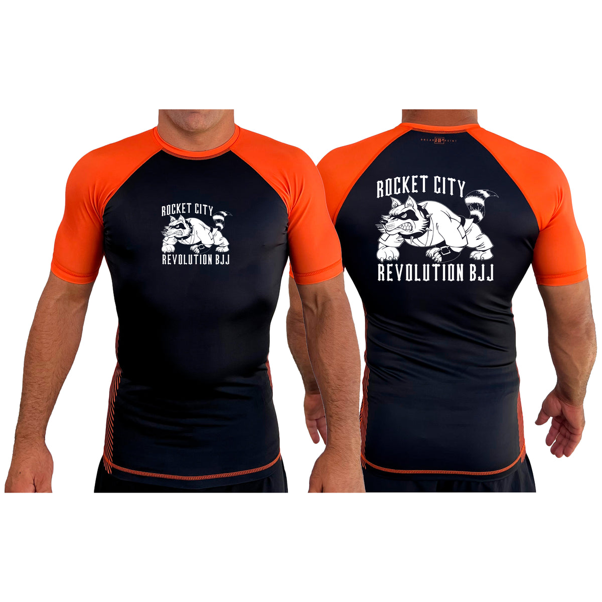 Rocket City Revolution BJJ All Black Ranked Short Sleeve Rash Guards  #8274