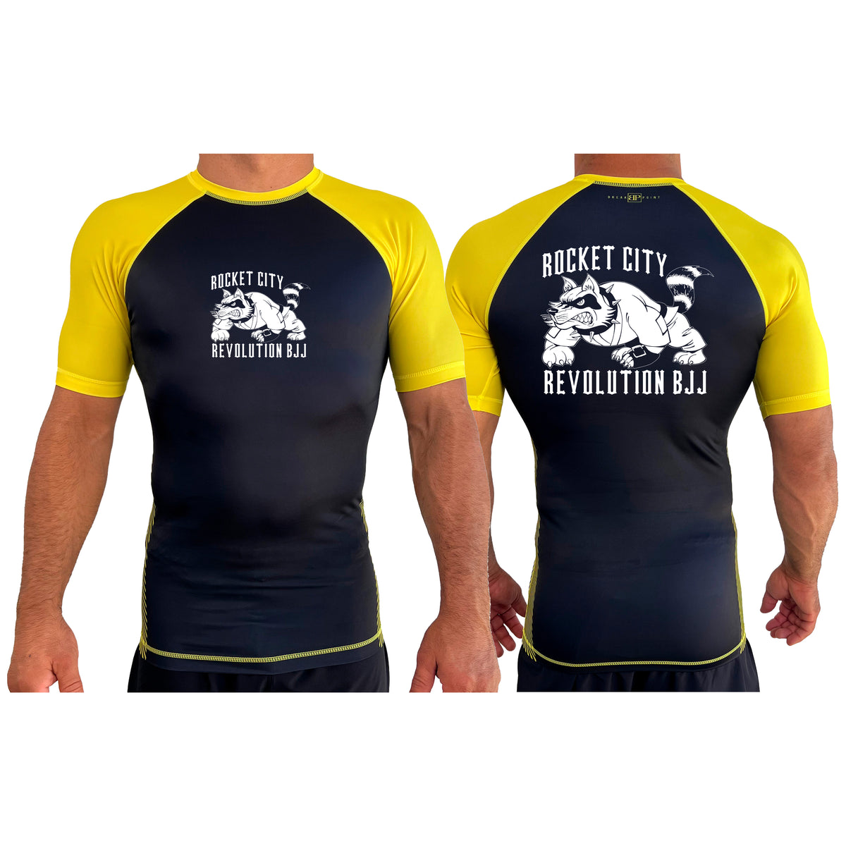 Rocket City Revolution BJJ All Black Ranked Short Sleeve Rash Guards  #8274