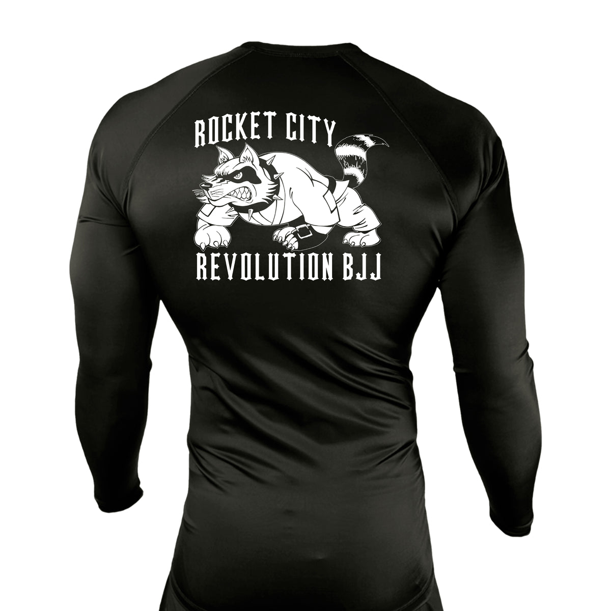 Rocket City Revolution BJJ All Black Custom Rash Guards Long Sleeves #8274
