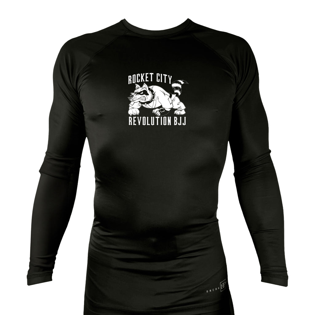 Rocket City Revolution BJJ All Black Custom Rash Guards Long Sleeves #8274
