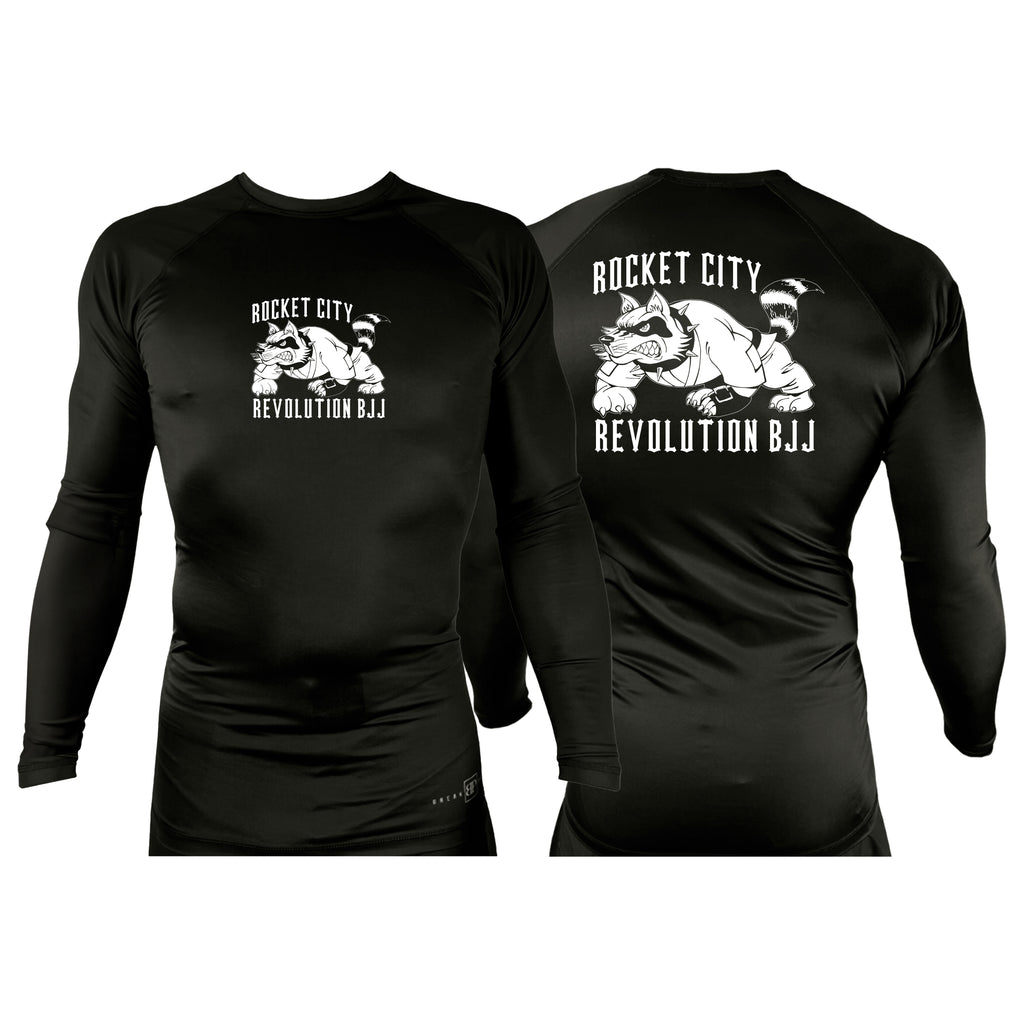 Rocket City Revolution BJJ All Black Custom Rash Guards Long Sleeves #8274