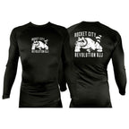Rocket City Revolution BJJ All Black Custom Rash Guards Long Sleeves #8274
