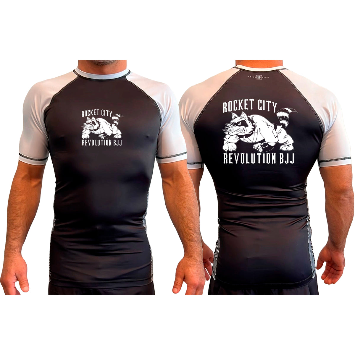 Rocket City Revolution BJJ All Black Ranked Short Sleeve Rash Guards #8274