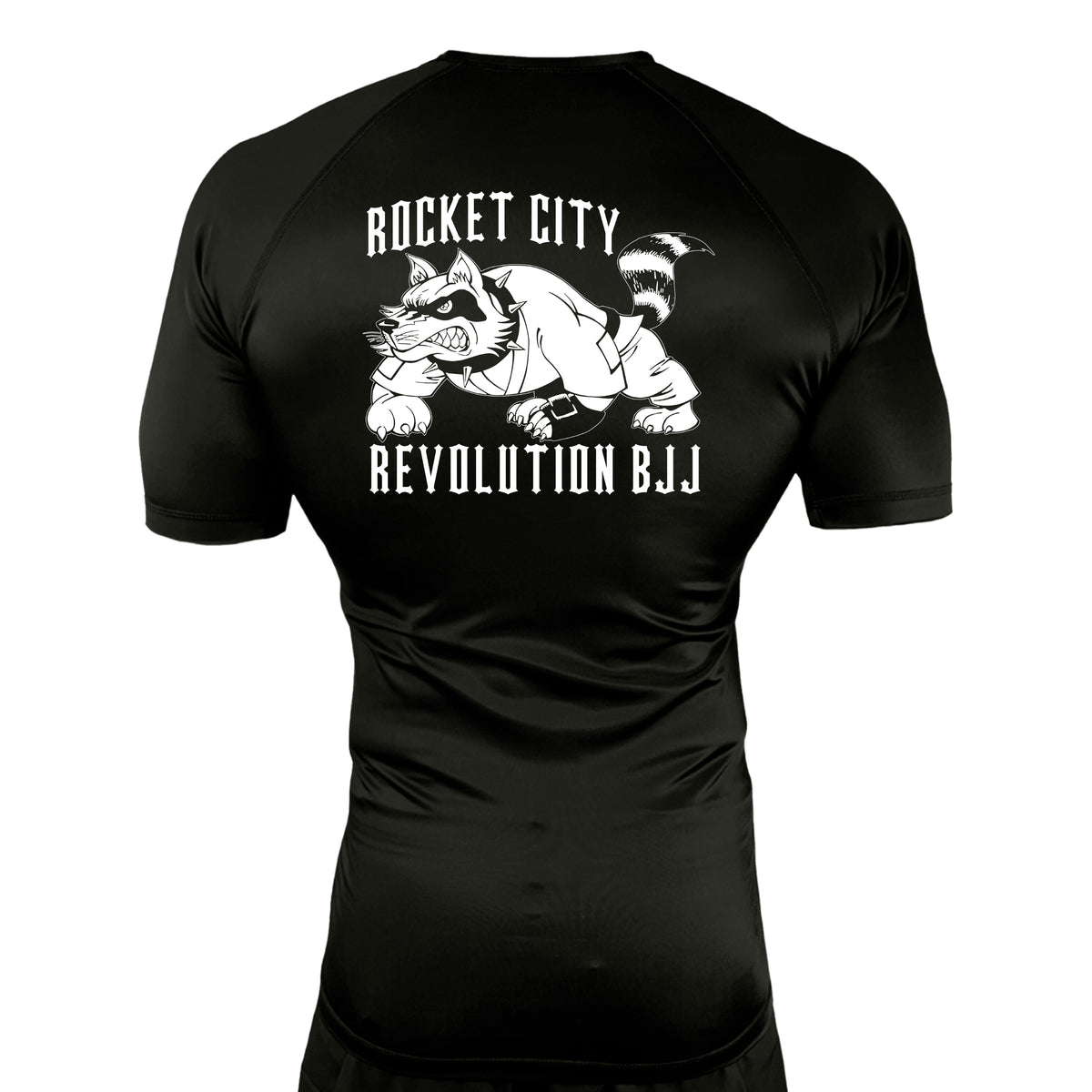 Rocket City Revolution BJJ All Black Custom Rash Guards Short Sleeves #8274