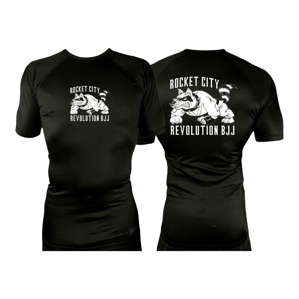 Rocket City Revolution BJJ All Black Custom Rash Guards Short Sleeves #8274