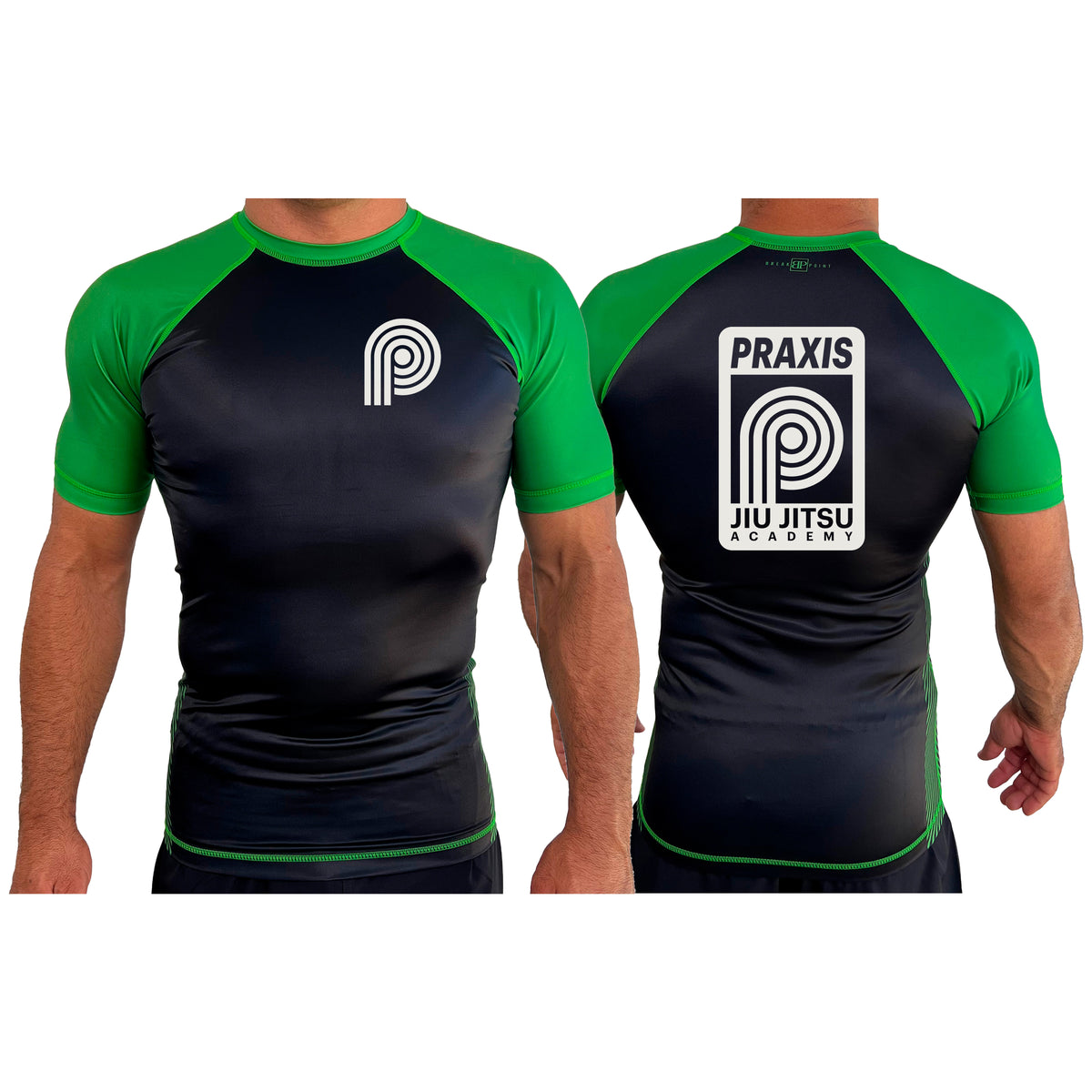 PRXS JJ All Black Ranked Short Sleeve Rash Guards #8275 A