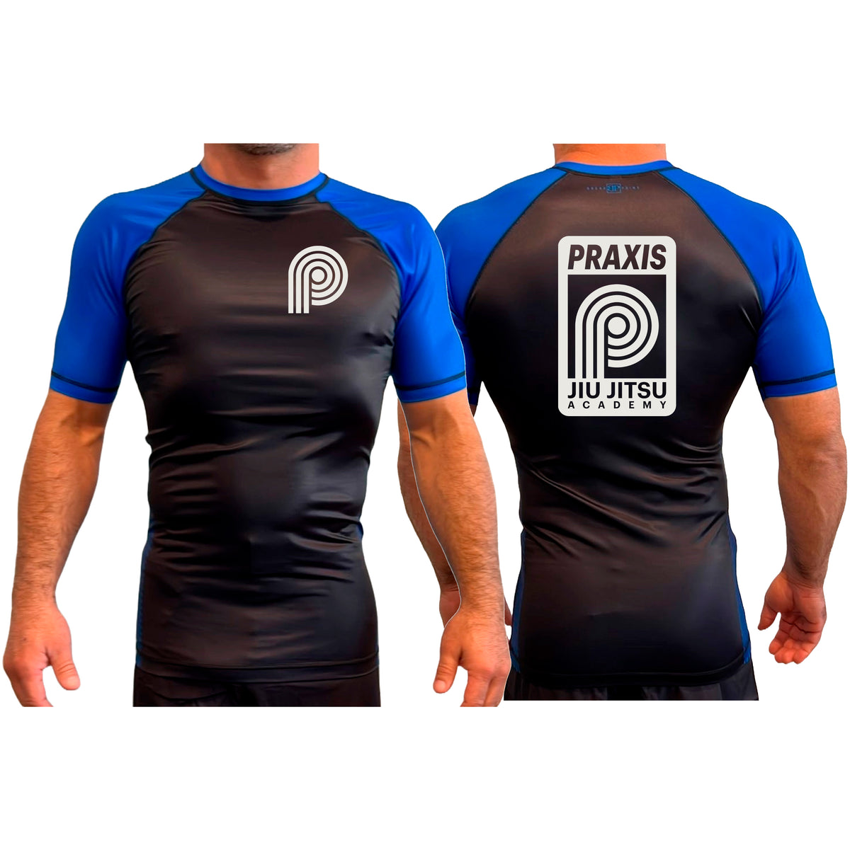 PRXS JJ All Black Ranked Short Sleeve Rash Guards #8275 A