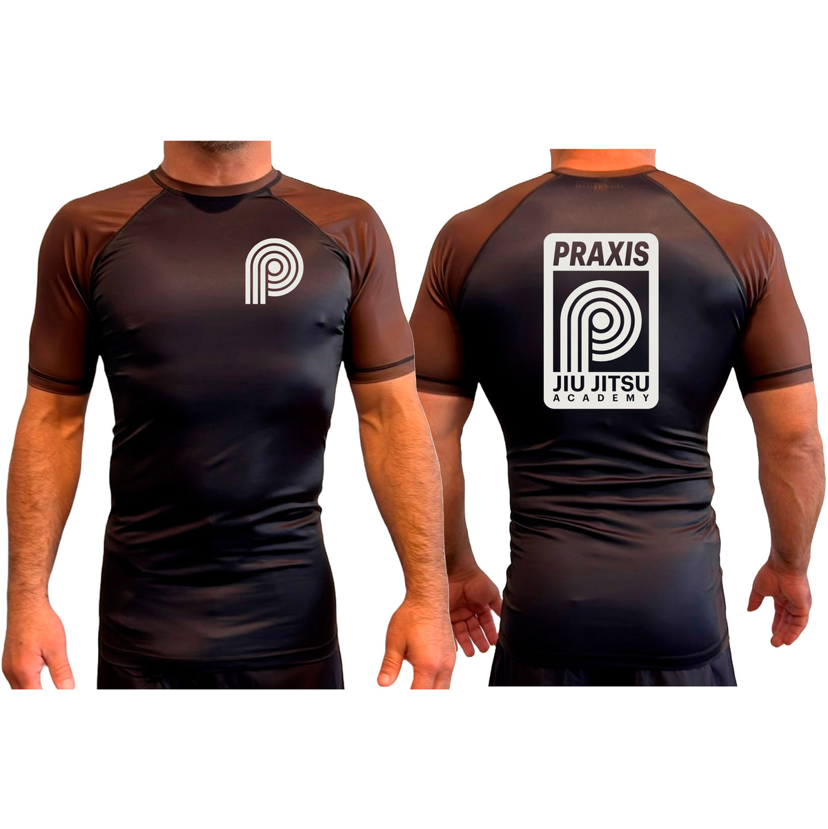 PRXS JJ All Black Ranked Short Sleeve Rash Guards #8275 A