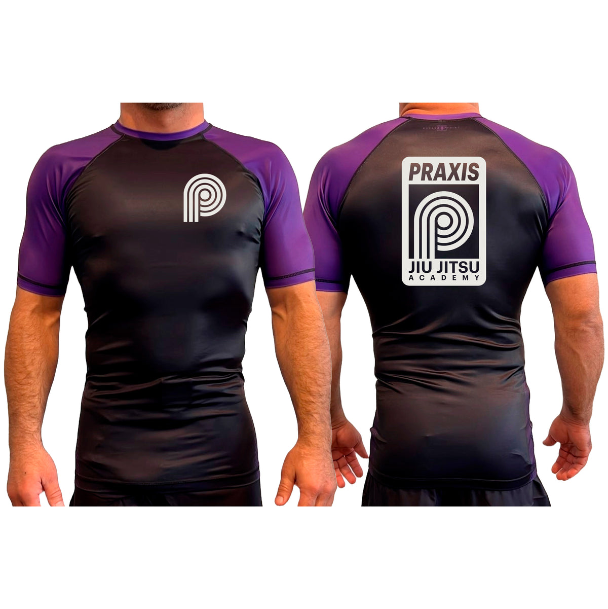 PRXS JJ All Black Ranked Short Sleeve Rash Guards #8275 A