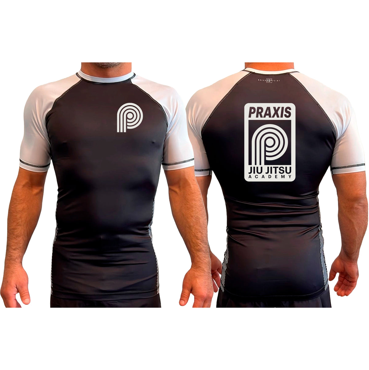 PRXS JJ All Black Ranked Short Sleeve Rash Guards #8275 A