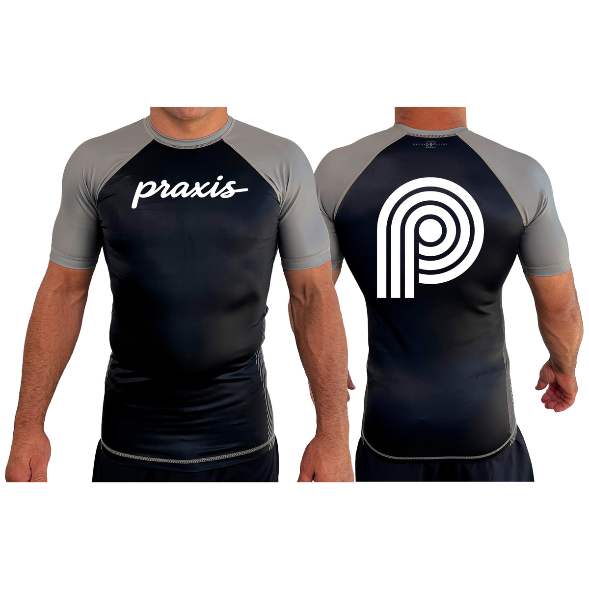 PRXS JJ All Black Ranked Short Sleeve Rash Guards #8275 B