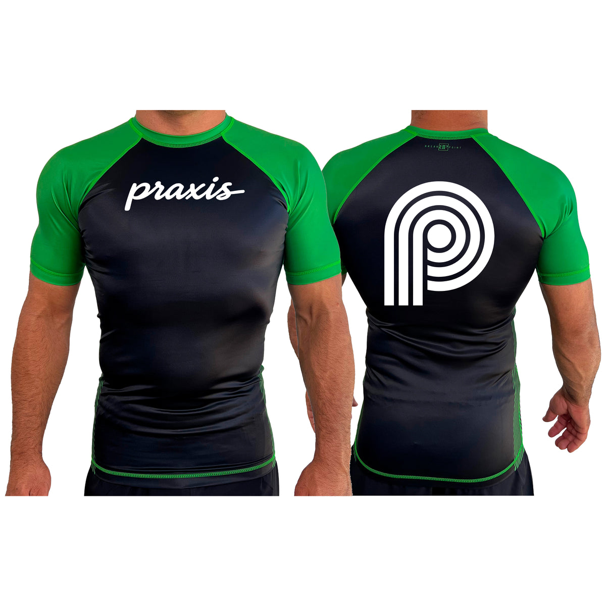 PRXS JJ All Black Ranked Short Sleeve Rash Guards #8275 B