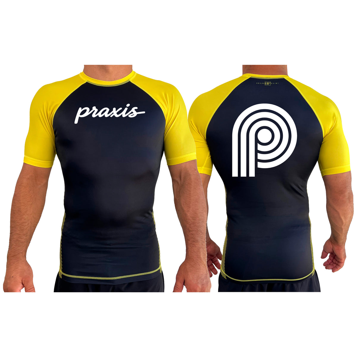PRXS JJ All Black Ranked Short Sleeve Rash Guards #8275 B