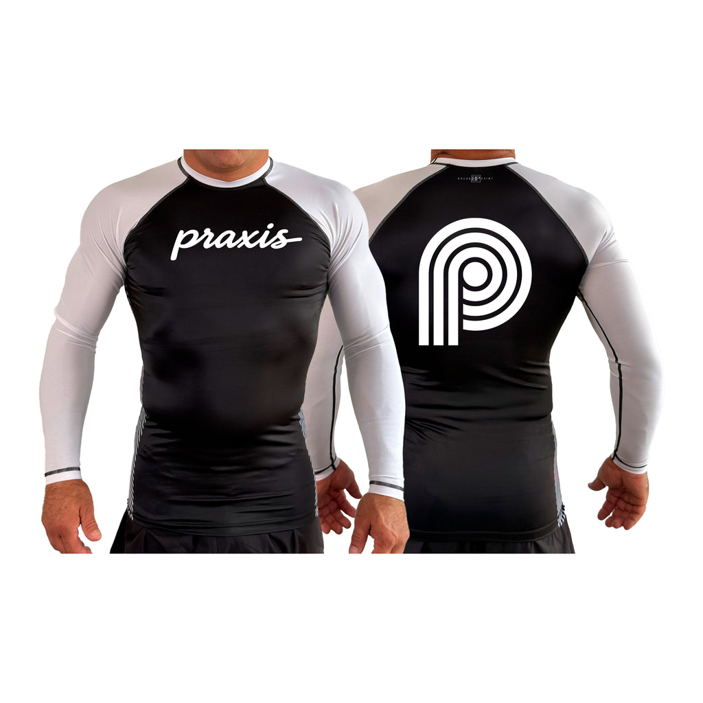 PRXS JJ All Black Ranked Long Sleeve Rash Guards #8275 B