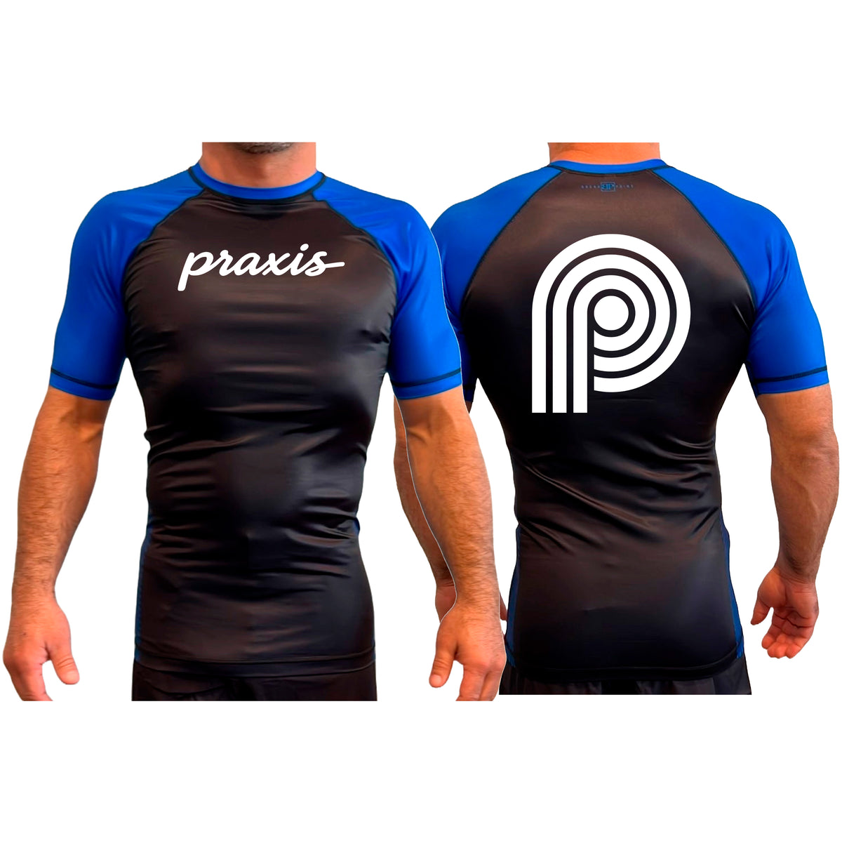 PRXS JJ All Black Ranked Short Sleeve Rash Guards #8275 B