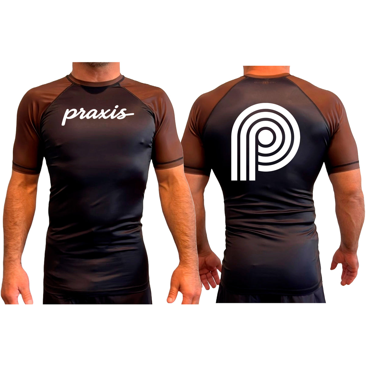 PRXS JJ All Black Ranked Short Sleeve Rash Guards #8275 B