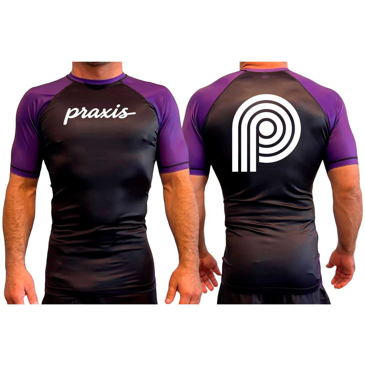 PRXS JJ All Black Ranked Short Sleeve Rash Guards #8275 B