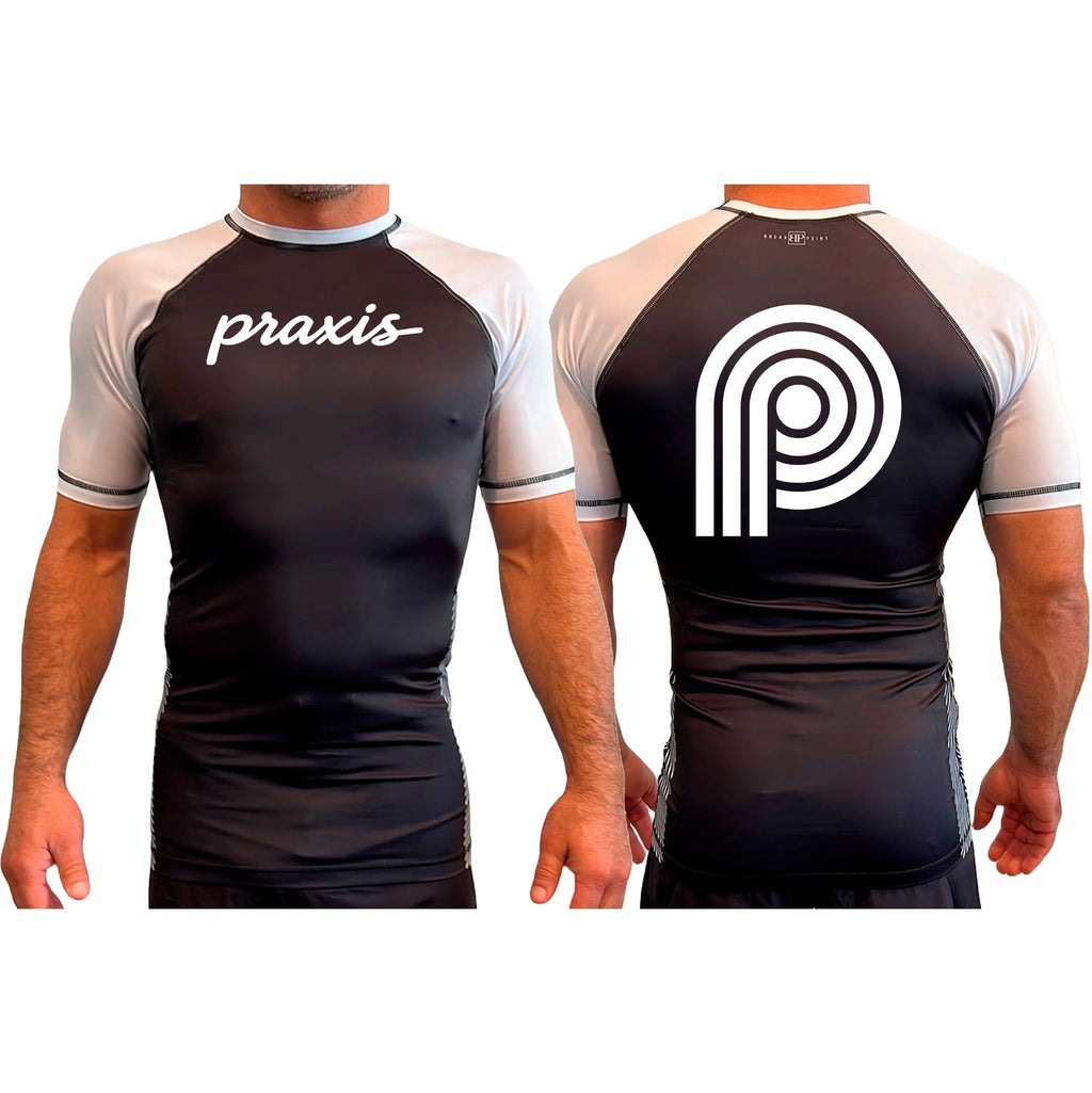 PRXS JJ All Black Ranked Short Sleeve Rash Guards #8275 B