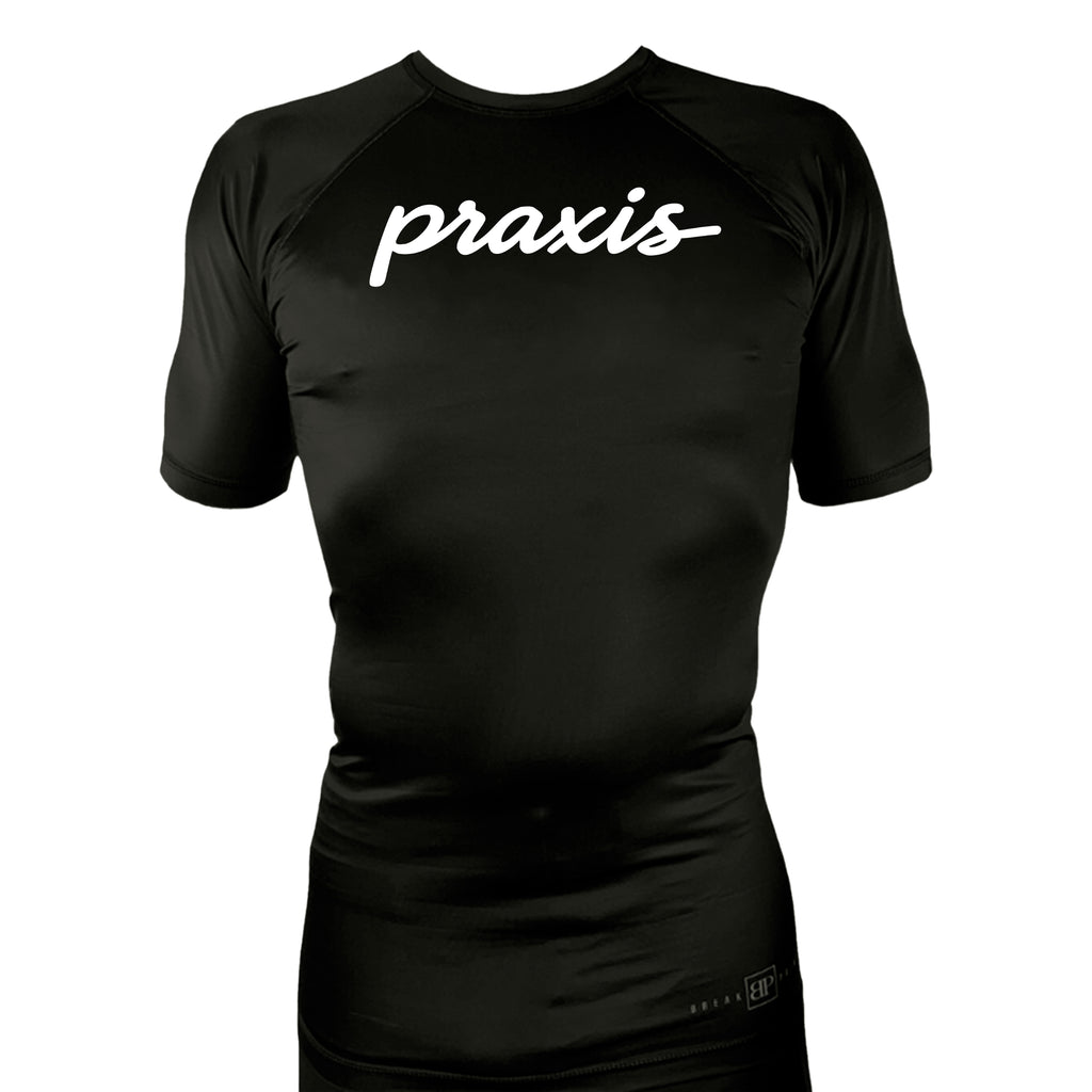 PRXS JJ All Black Rash Guards Short Sleeves #8275 B